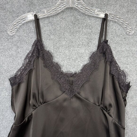 Dazy Black Slip Dress Midi Satin Lace Y2K Whimsigoth Romantic Fairy Grunge Sz XL - Picture 5 of 10